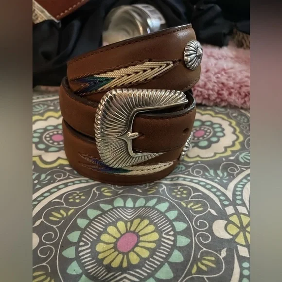 Tony Lama Mens The Duke Center Applique Brown Western Belt 40​​​​​​​​​​​​ - Picture 6 of 10